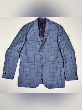 Ted Baker Endurance Konan Windowpaine Plaid Wool/Linen Blazer Sport Coat 42L